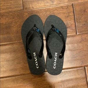 black coach flip flops